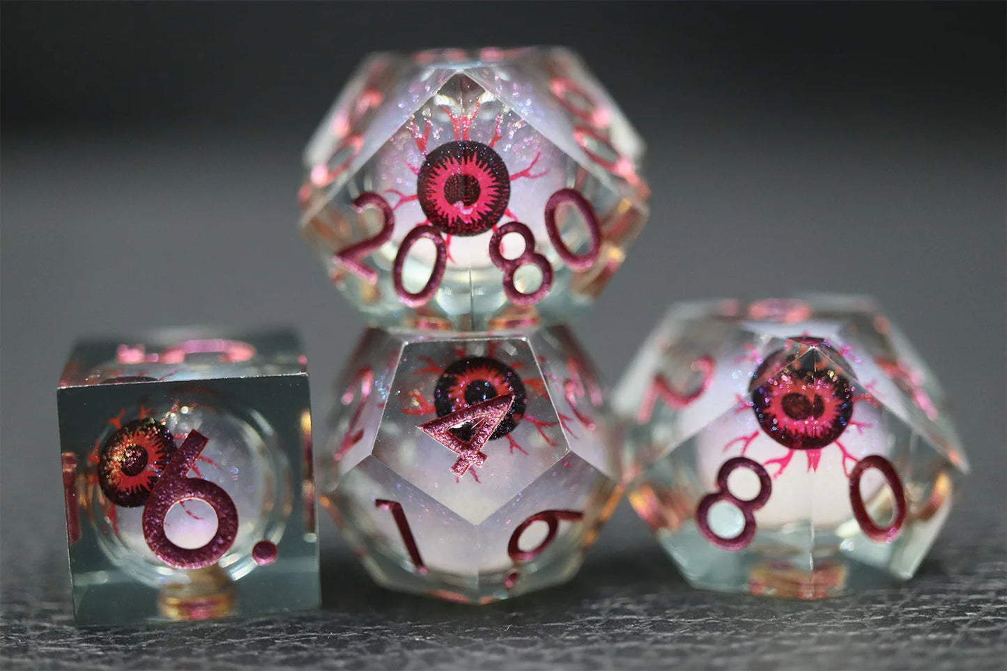 DND RPG Polyhedral with Sharp Edge Printing, Liquid Core Dice, 7Pcs Set