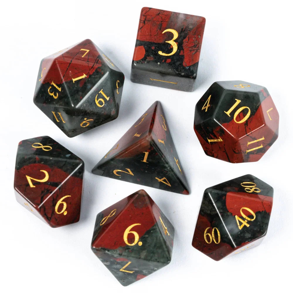 Stunning Handmade Amethyst Polyhedral Dice Set - 7pcs 16mm with Elegant Leather Box for D&D and RPG Collectors
