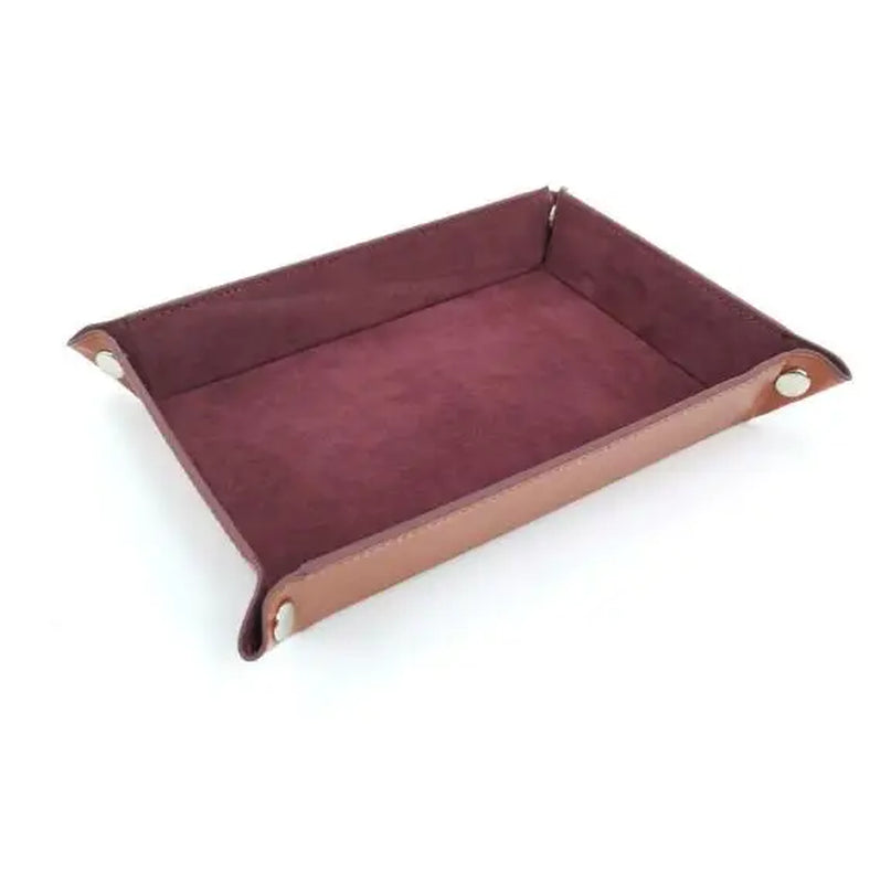 Premium Double-Sided Dice Storage Tray - Elegant Leather & Velvet Folding Organizer for D&D and Tabletop Games
