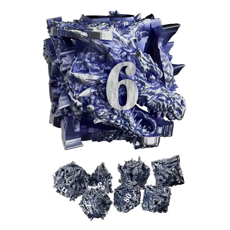 Dragon Head Metal Dice Set for Dungeons & Dragons - نرد دي اند دي معدني رأس تنين