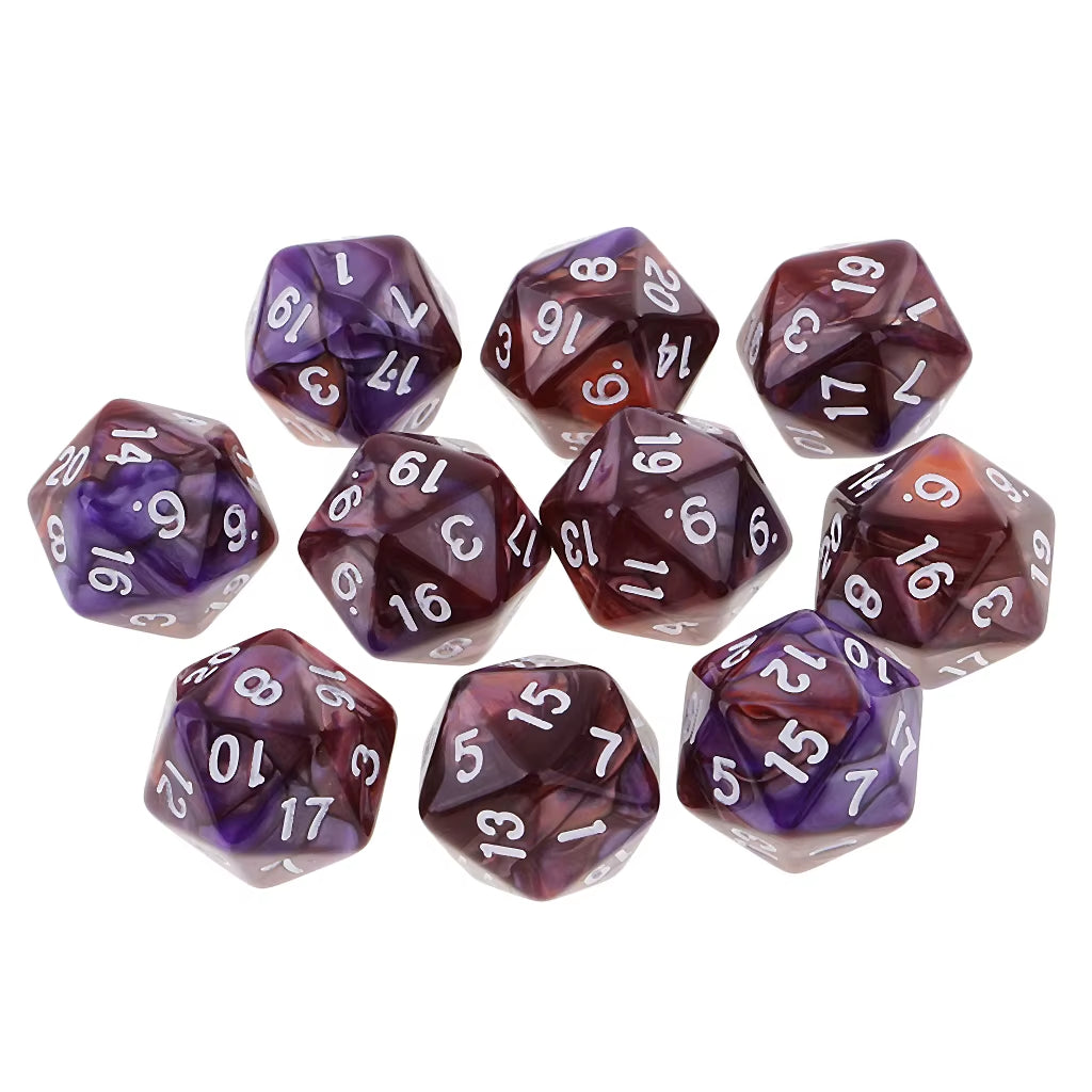 High-Quality 10Pcs 20-Sided D20 Polyhedral Dice Set - نرد دي اند دي عشرين وجه عدد عشرة قطع