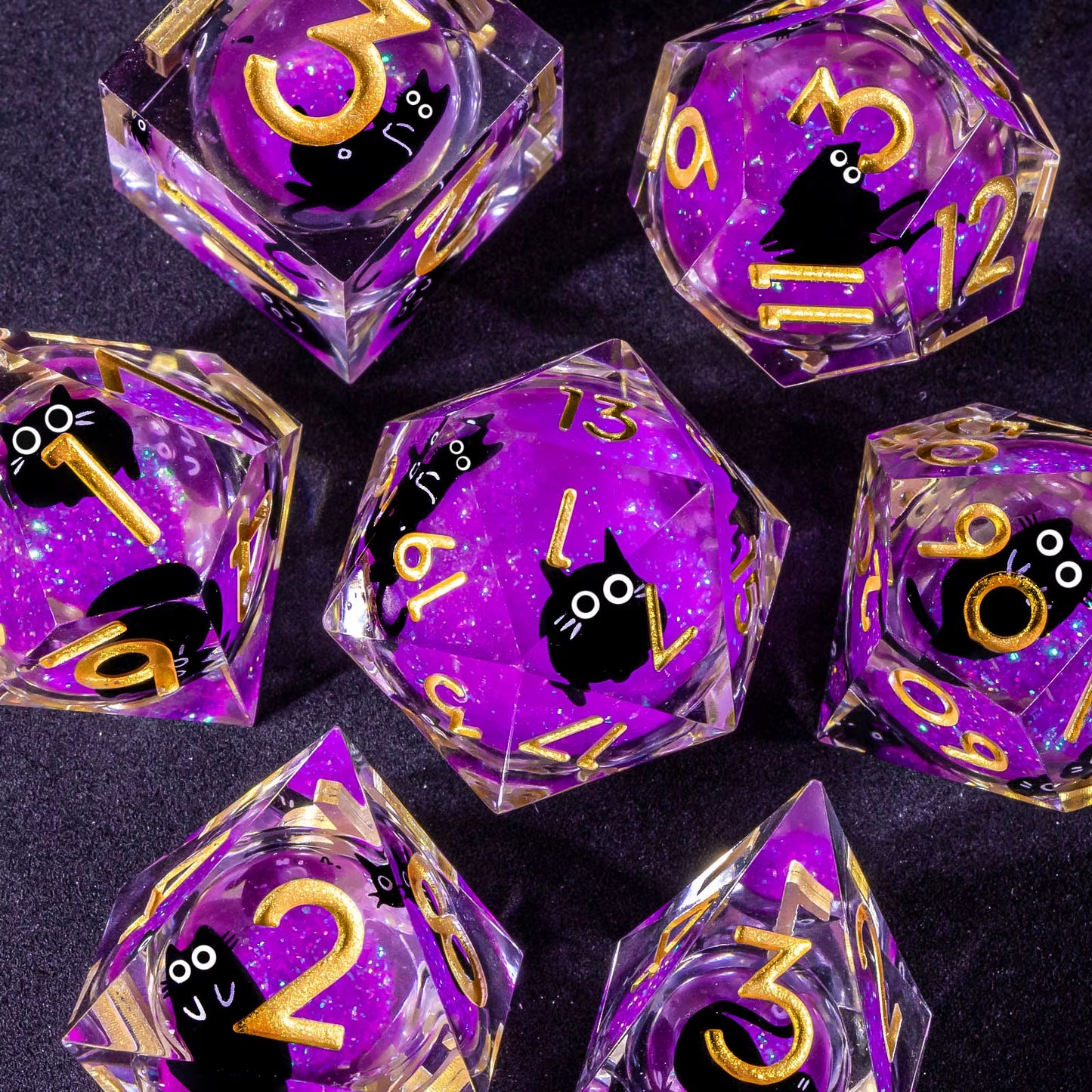 Liquid Core Resin Dice Set for D&D - Sharp Edge Polyhedral Dice - نرد دي اند دي
