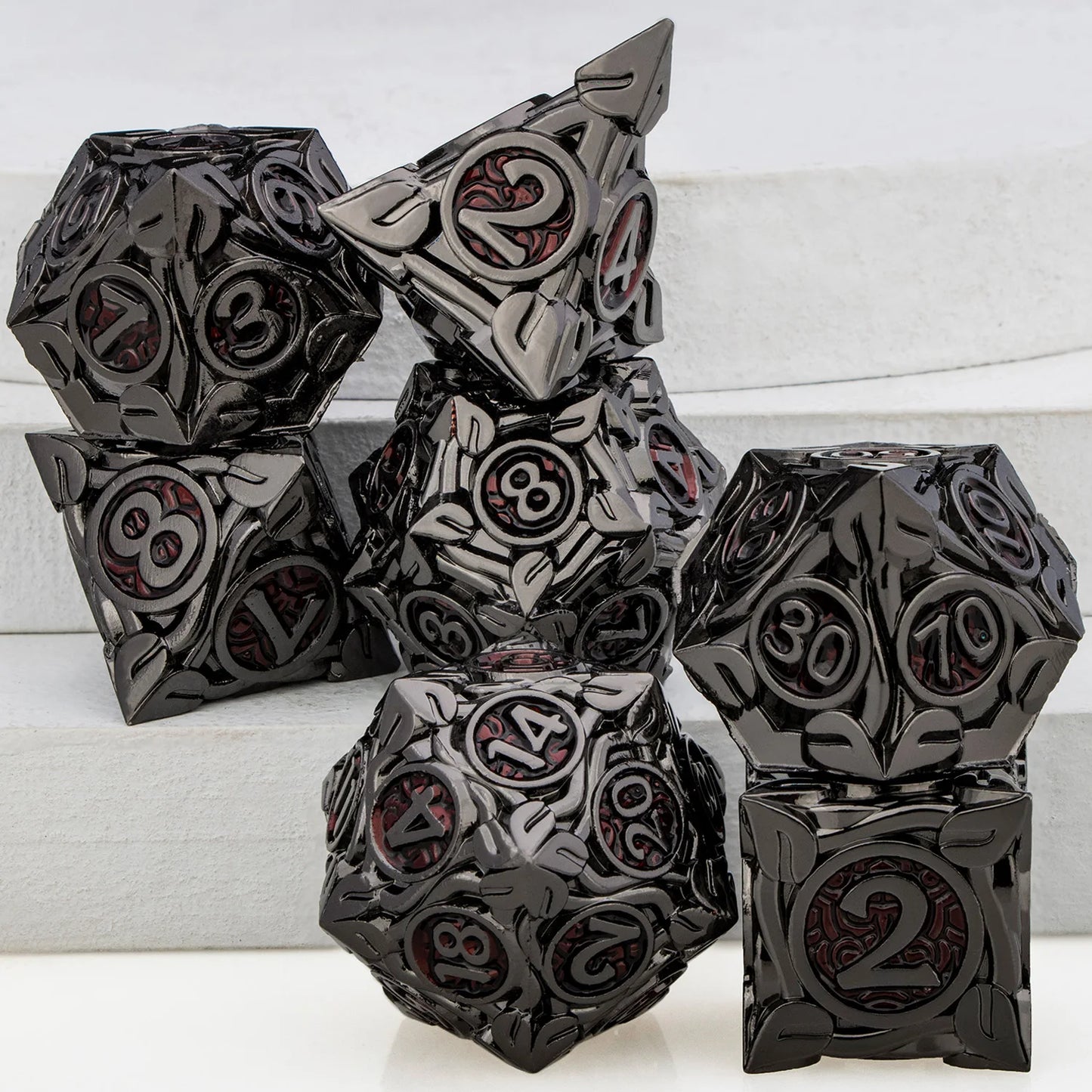 Tree Root Dnd Metal Dice Set Red D+D Polyhedral Dice for D Dnd D Dungeon and Dragon Pathfinder Role Playing Game Heavy D20 Dice