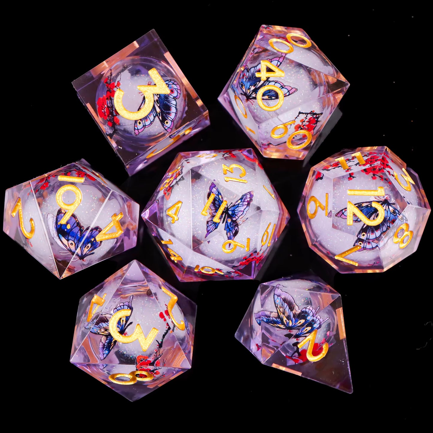 Galaxy Cat D20 Dice Set - Sharp Edge Liquid Core Resin Dice for Dungeons & Dragons