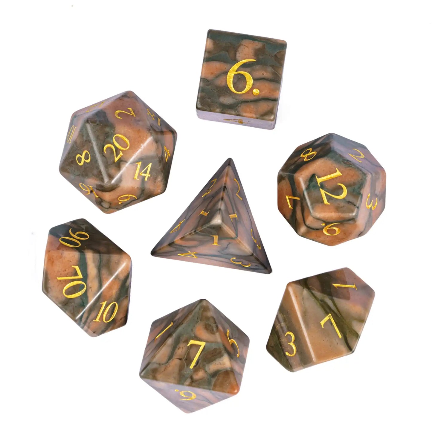 Stunning Handmade Amethyst Polyhedral Dice Set - 7pcs 16mm with Elegant Leather Box for D&D and RPG Collectors