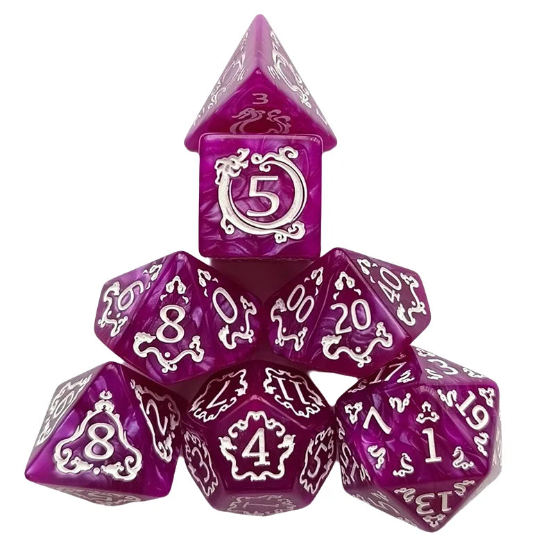 7-Piece Hollowed Out Pattern Digital Dice Set for TRPG, RPG, COC, Cthulhu, D&D and Tabletop Games
