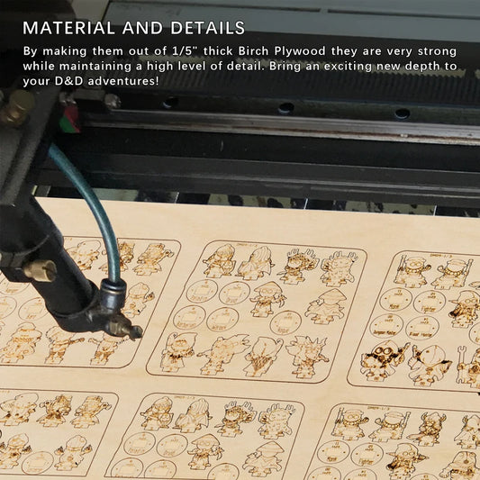 14 Adorable DND Fantasy Miniatures - 2.5D Laser Cut Wooden Character Classes in 28mm Scale