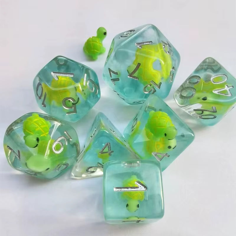 New DND Upscale 7Pcs Resin Dice Set Polyhedral Inline Animal D4 D6 D8 D10 D12 D20 Dices for RPG Board Game and Tabletop Games