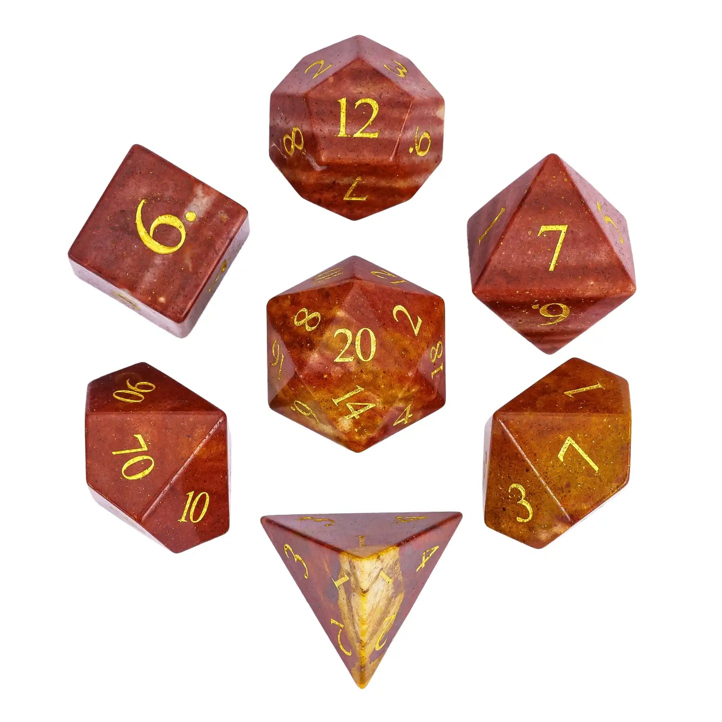 Stunning Handmade Amethyst Polyhedral Dice Set - 7pcs 16mm with Elegant Leather Box for D&D and RPG Collectors