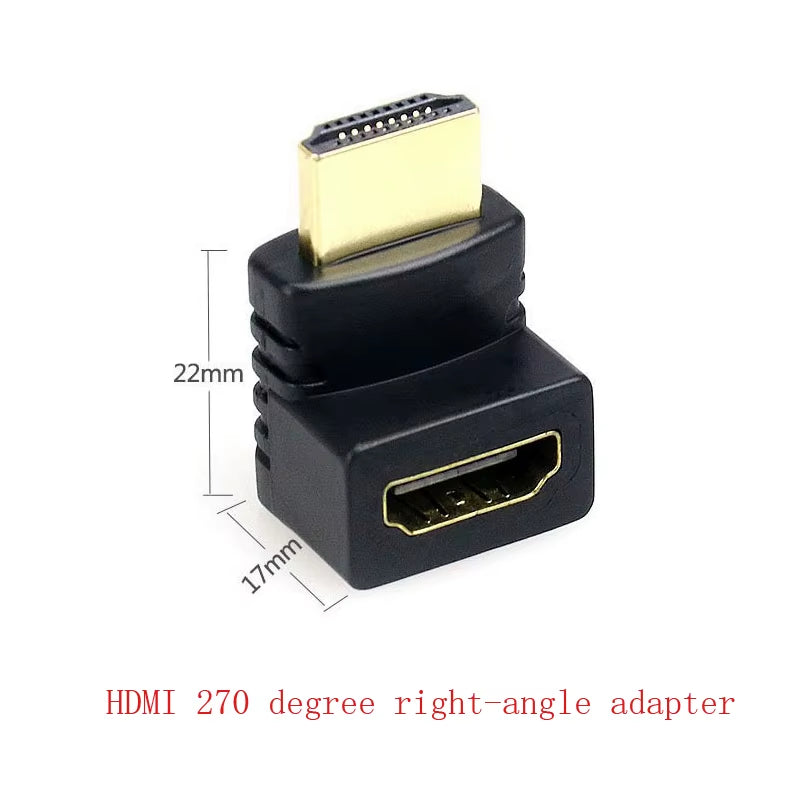 Hdmi-Compatible 90 Degree Right-Angle Adapter HDMI 270 Degree HDMI Male to Female HDMI Elbow Connector