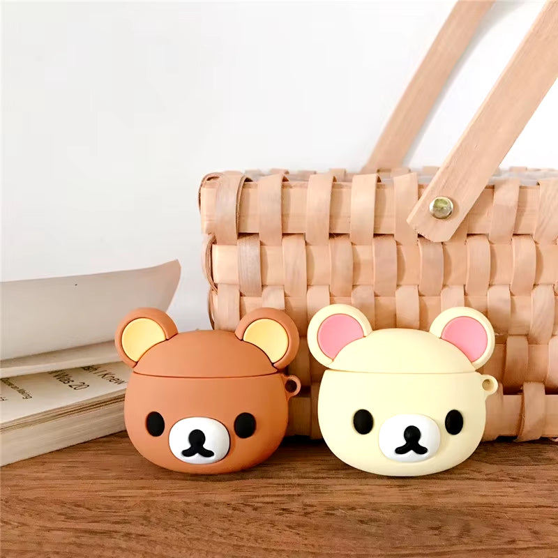 Adorable 3D Cartoon Bear Silicone Case for Apple AirPods Pro 2 & 3 - Cute Bouncing Rabbit Design