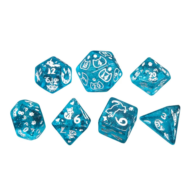 Vibrant 7-Piece Polyhedral Dice Set with Gold Font - نرد دي اند دي