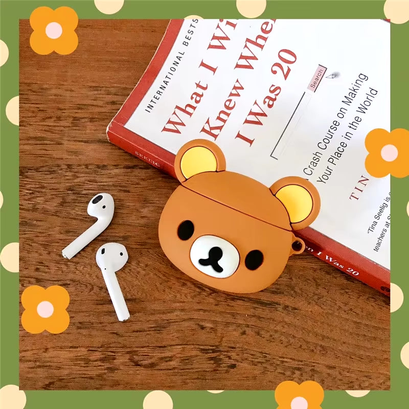 Adorable 3D Cartoon Bear Silicone Case for Apple AirPods Pro 2 & 3 - Cute Bouncing Rabbit Design