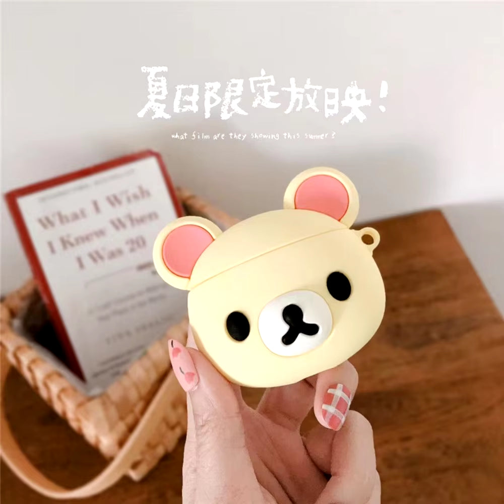 Adorable 3D Cartoon Bear Silicone Case for Apple AirPods Pro 2 & 3 - Cute Bouncing Rabbit Design