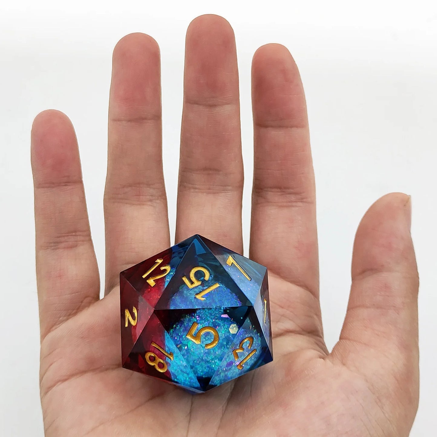 Vibrant 20-Sided Quicksand Resin D&D Dice - 35mm Liquid Core D20 - نرد دي اند دي عشرين وجه حجم كبير