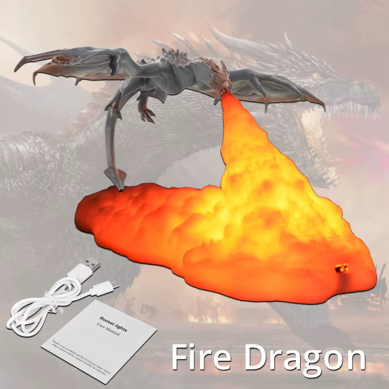 Enchanting 3D LED Fire & Ice Dragon Lamps - لمبة ليد تنين