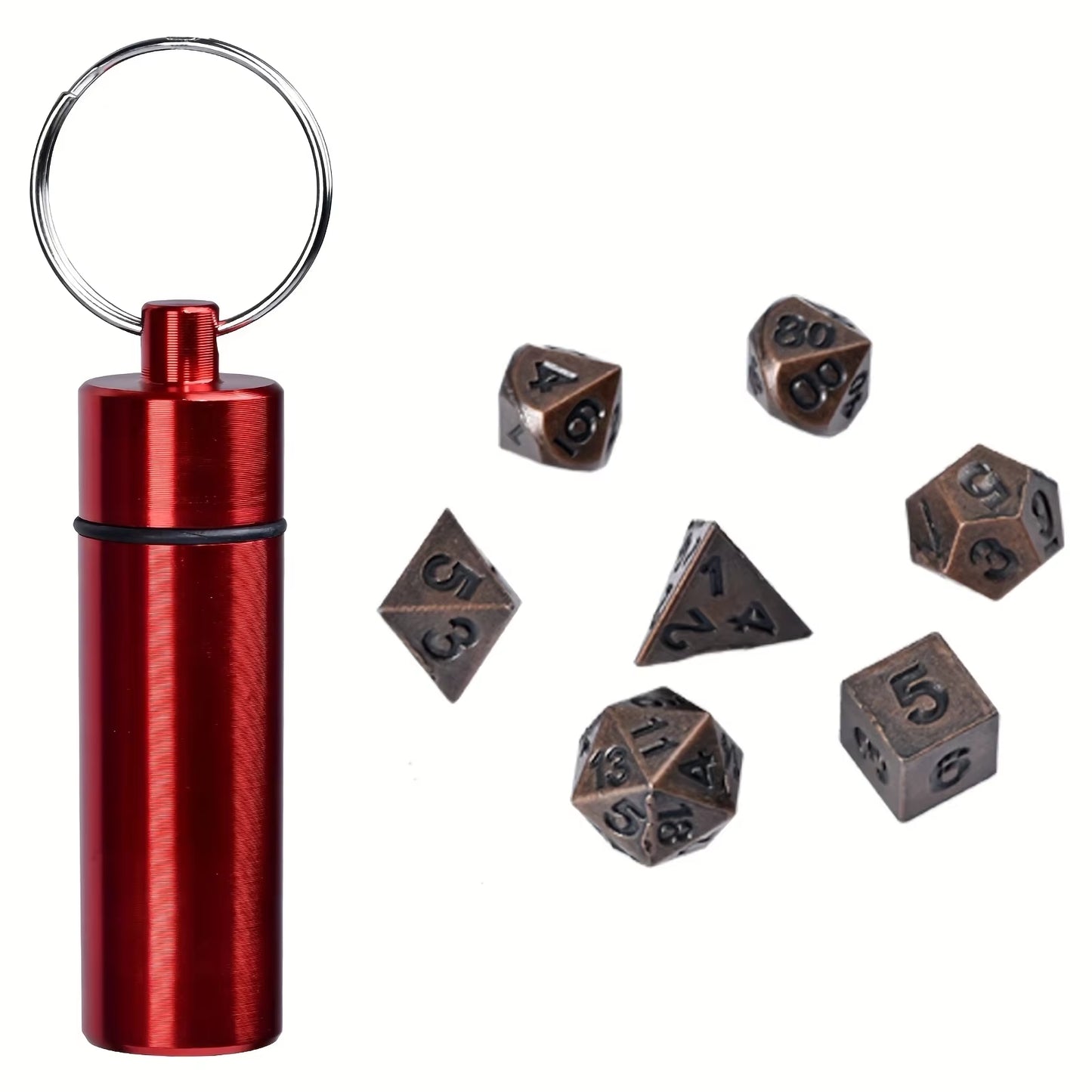 7-Piece Antique Bronze Polyhedral Metal D&D Dice Set – نرد دي اند دي معدني