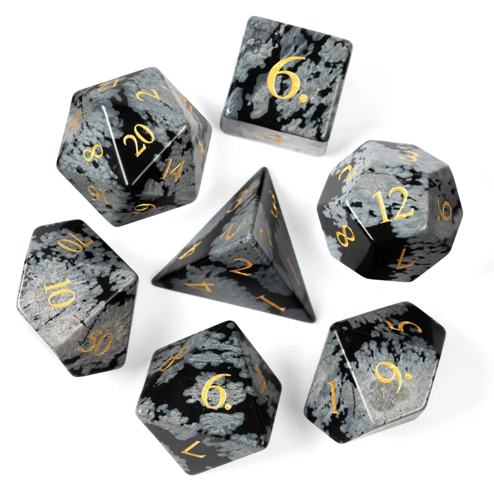 Stunning Handmade Amethyst Polyhedral Dice Set - 7pcs 16mm with Elegant Leather Box for D&D and RPG Collectors