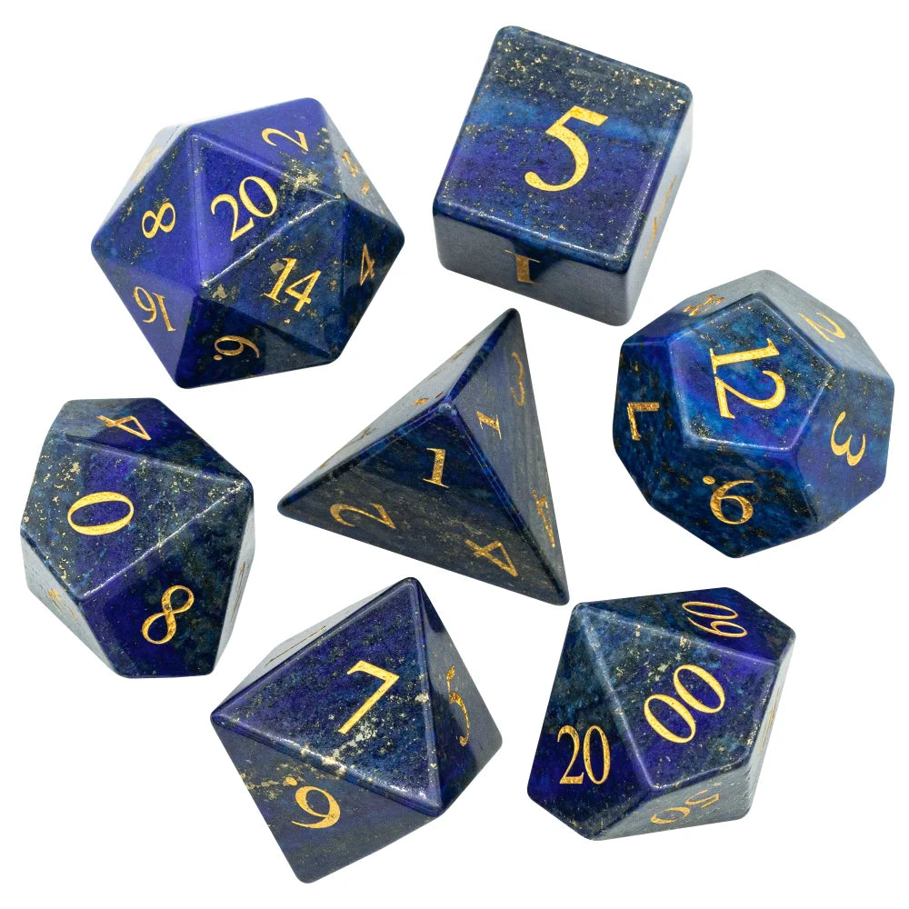 Stunning Handmade Amethyst Polyhedral Dice Set - 7pcs 16mm with Elegant Leather Box for D&D and RPG Collectors