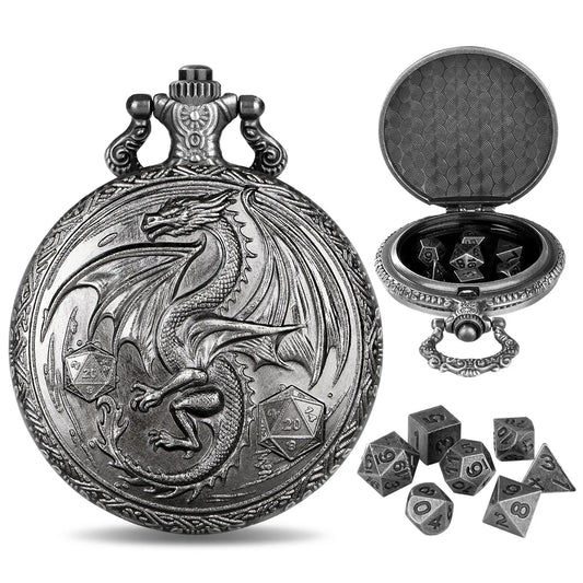 Octopus Metal Dice Case Vintage Cthulhu Pocket Watch DND Dice One Eyed Octopus Pocket Watch Box Dice for Role Playing Games