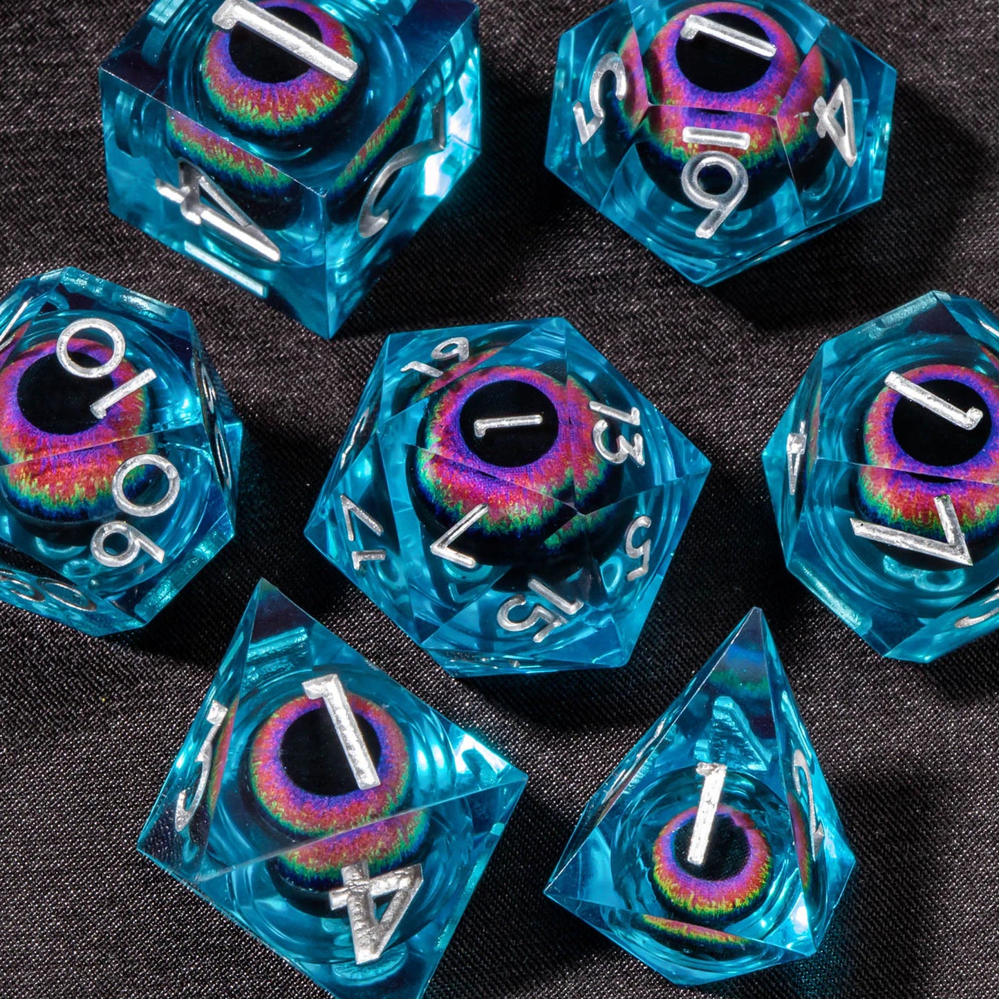 DND Liquid Core D&D Dice Set, Sharp Edge Resin Dungeon and Dragon Dice, Role Playing RPG D and D Dice D20 D12 D10 D8 D6 D4