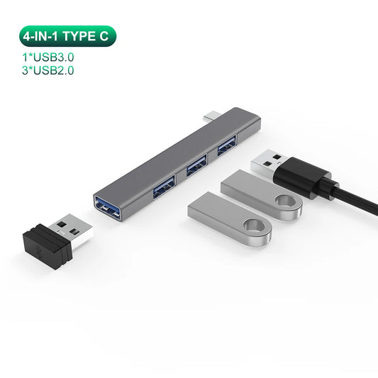 Ultimate 4-In-1 USB C Hub - 60W PD, Multi-Port Splitter for MacBook Pro, Lenovo, Xiaomi & More!