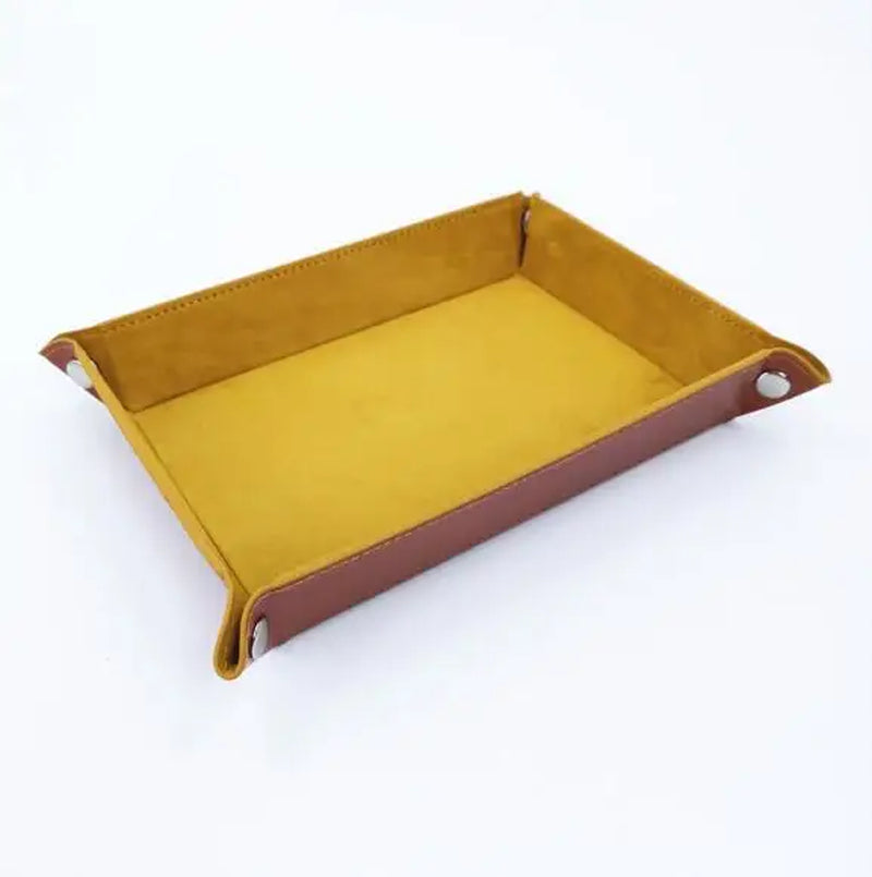 Premium Double-Sided Dice Storage Tray - Elegant Leather & Velvet Folding Organizer for D&D and Tabletop Games