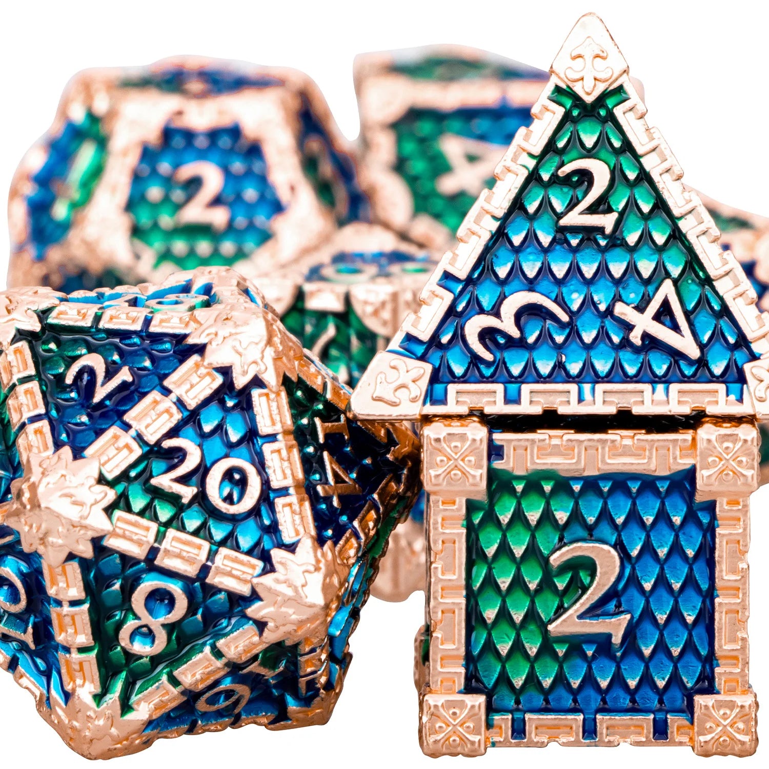 Metal DND Dice Polyhedral Dice 7 Pcs D and D Dice for Dungeon and Dragon RPG Role Playing Dice D&D Dice Set D20 D12 D10 D8 D6 D4