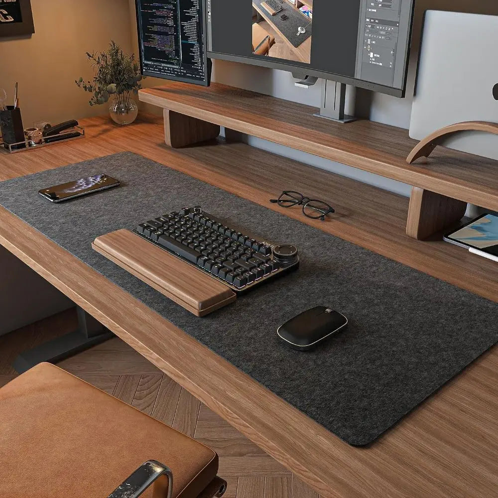 Premium Large Wool Felt Gaming Mouse Pad - Non-Slip Desk Protector for Home & Office