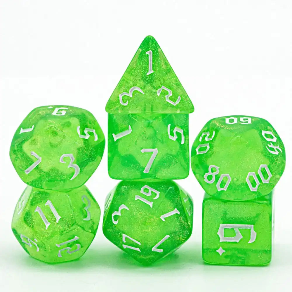 Poludie 7-Piece Pink Gold Translucent Polyhedral Dice Set for D&D and RPG - Perfect for Role Playing and Board Games!