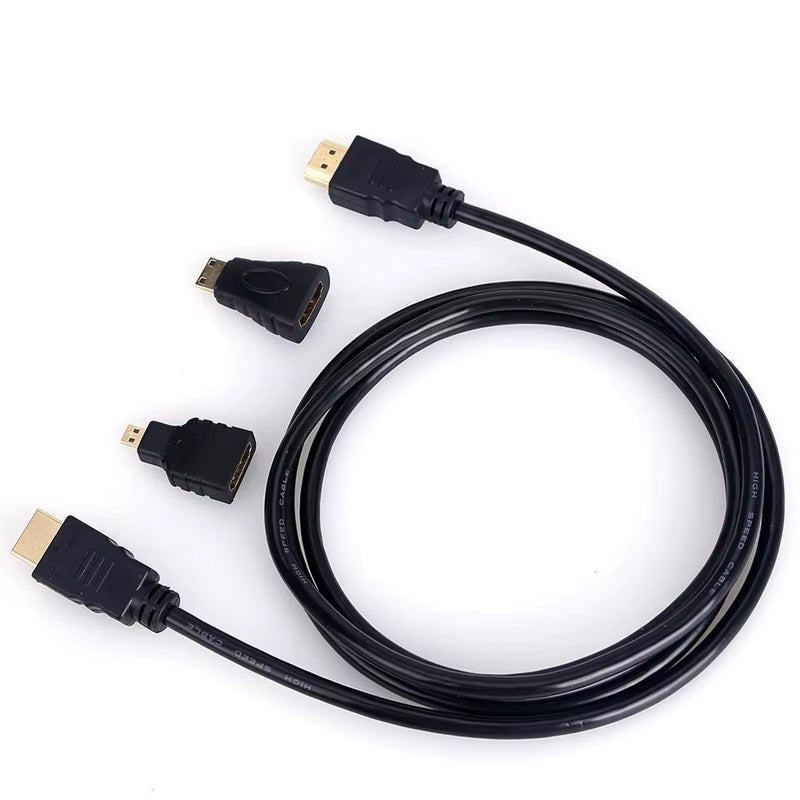 1.5M HDMI to HDMI Cable 3 in 1 HIGH SPEED HDTV CABLE 3D V1.4 FULL HD 1080P Mini HDMI Adapter Micro HDMI Connector HDMI Cable