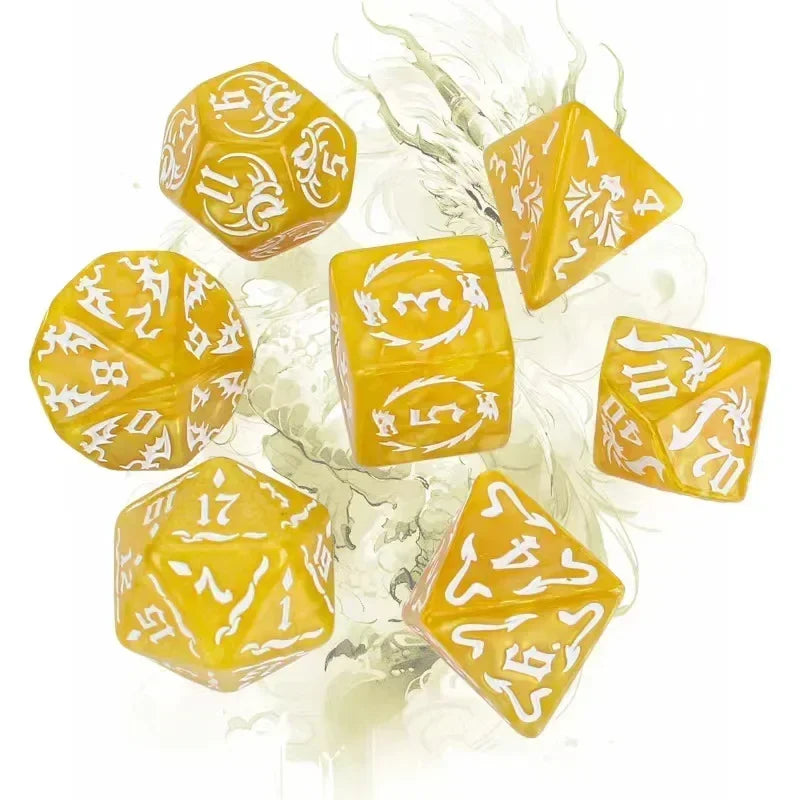 Vibrant 7-Piece Double-Color Polyhedral Dice Set for DND, RPG, and Board Games - Perfect for D20, D12, D10, D8, D6, D4 Adventures!