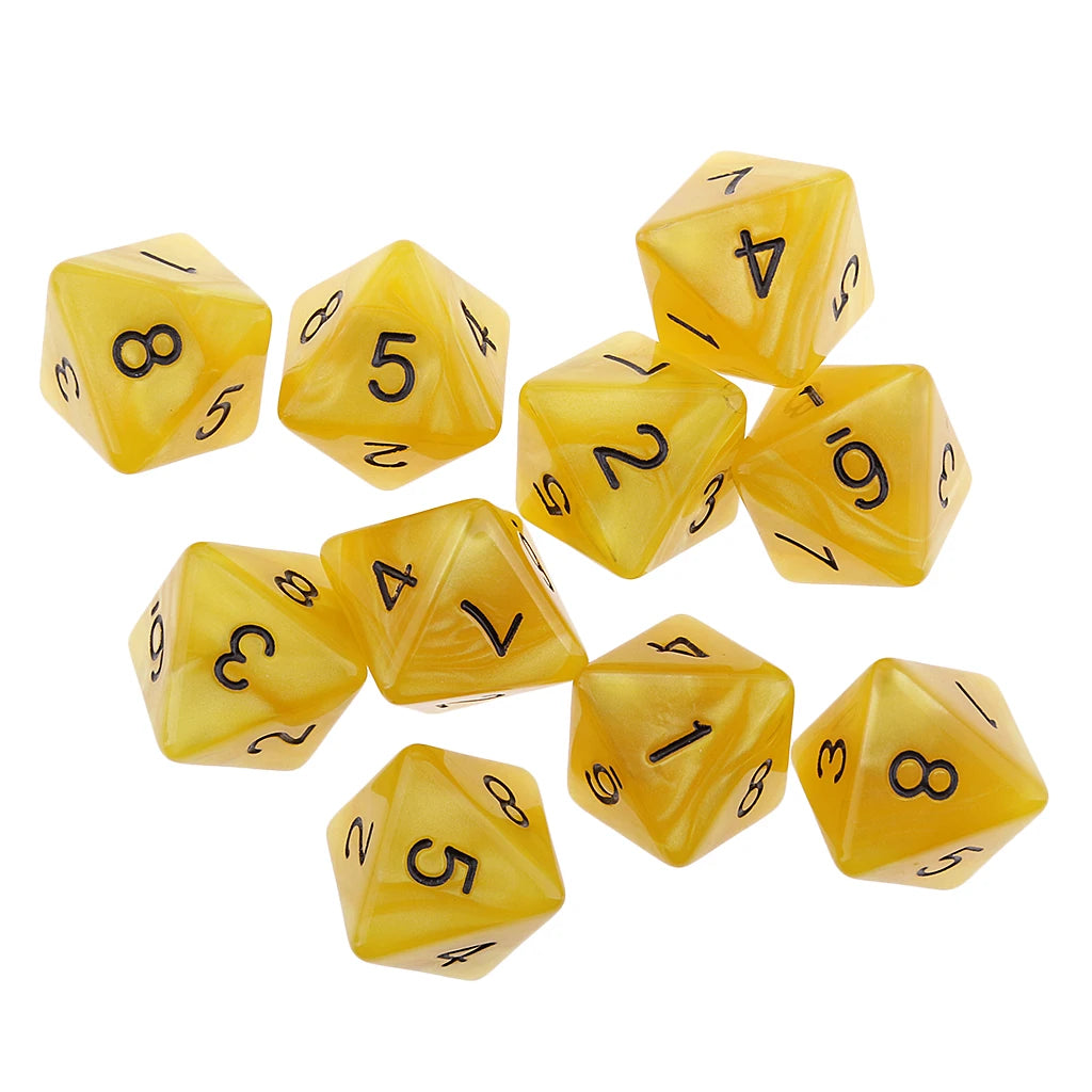 10-Pack Polyhedral Dice Set - 8 & 10 Sided D8 D10 for Tabletop Games, Parties, and Board Games - نرد 10 أوجه
