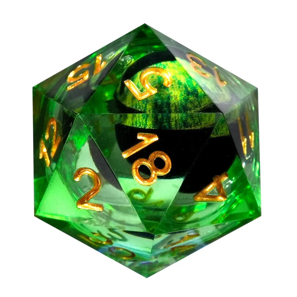 1-7Pcs Dargon Eye DND Dice Set Cat Eye Liquid Core Milk Cat Sharp Edge Handmade Polyhedral Resin Dice for Multi-Sided RPG D6~D20