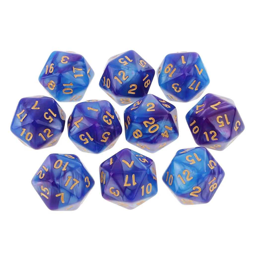 Vibrant 10-Pack Polyhedral 20-Sided D20 Dice for RPG and Tabletop Gaming - Dual Color Design