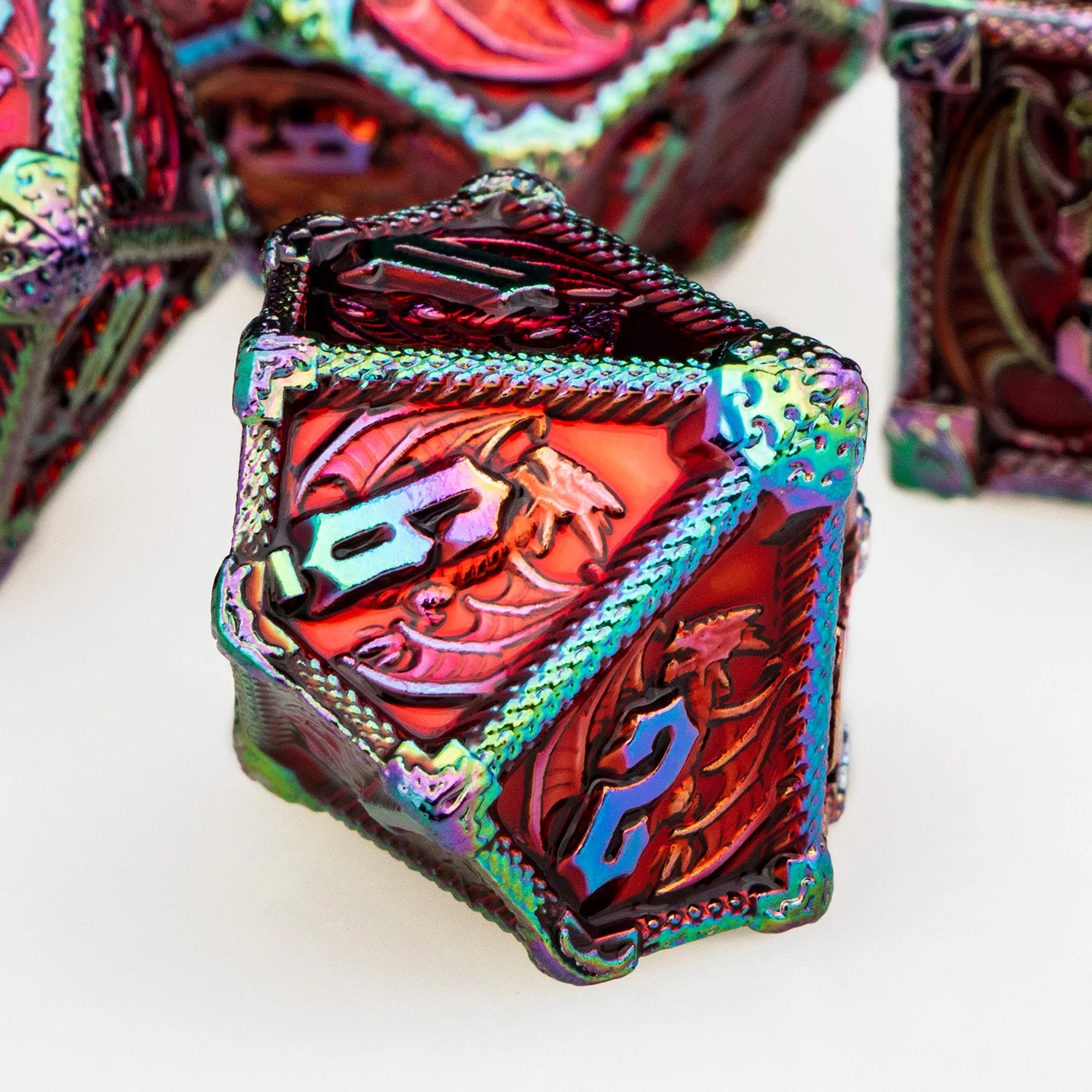 Premium Metal DND Dragon Dice Set - Complete Polyhedral RPG Dice for Dungeons & Dragons, D20, D12, D10, D8, D6