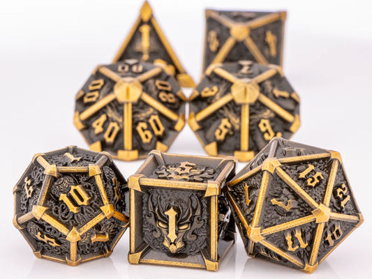 Premium 7-Piece Metal Dice Set for Dungeons and Dragons - نرد دي اند دي معدني