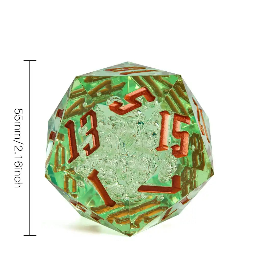 Poludie 1Pc Crystal 55Mm D20 Dice 20 Sides Large Size Polyhedral Dice for Role-Play Game D&D Bar Pub Party RPG Board Games