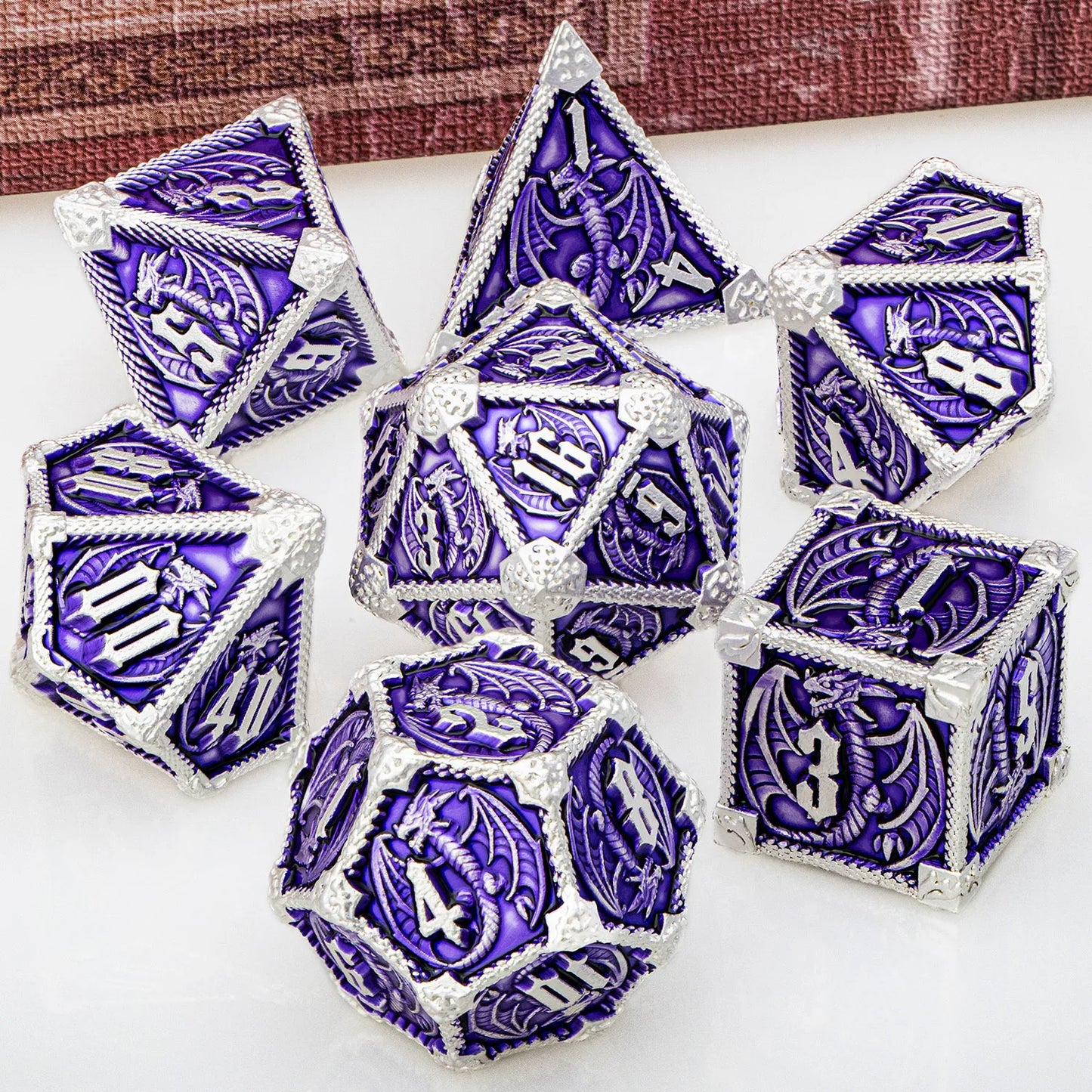 Premium Metal DND Dragon Dice Set - Complete Polyhedral RPG Dice for Dungeons & Dragons, D20, D12, D10, D8, D6