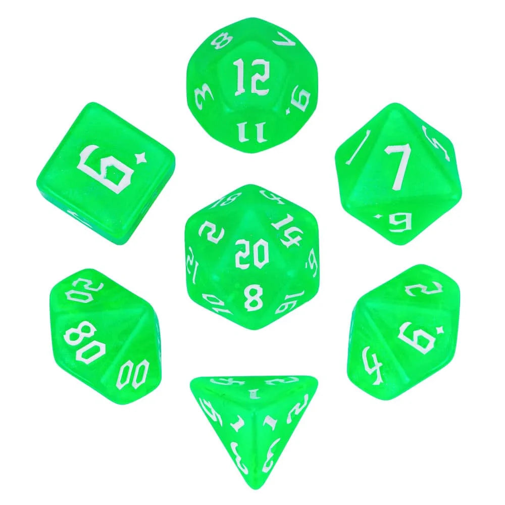 Poludie 7-Piece Pink Gold Translucent Polyhedral Dice Set for D&D and RPG - Perfect for Role Playing and Board Games!