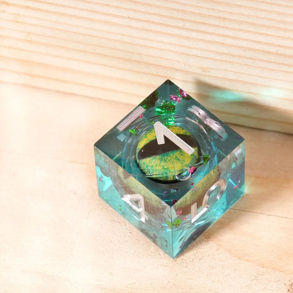 1-7Pcs Dargon Eye DND Dice Set Cat Eye Liquid Core Milk Cat Sharp Edge Handmade Polyhedral Resin Dice for Multi-Sided RPG D6~D20