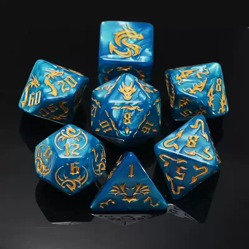 Vibrant 7-Piece Double-Color Polyhedral Dice Set for DND, RPG, and Board Games - Perfect for D20, D12, D10, D8, D6, D4 Adventures!