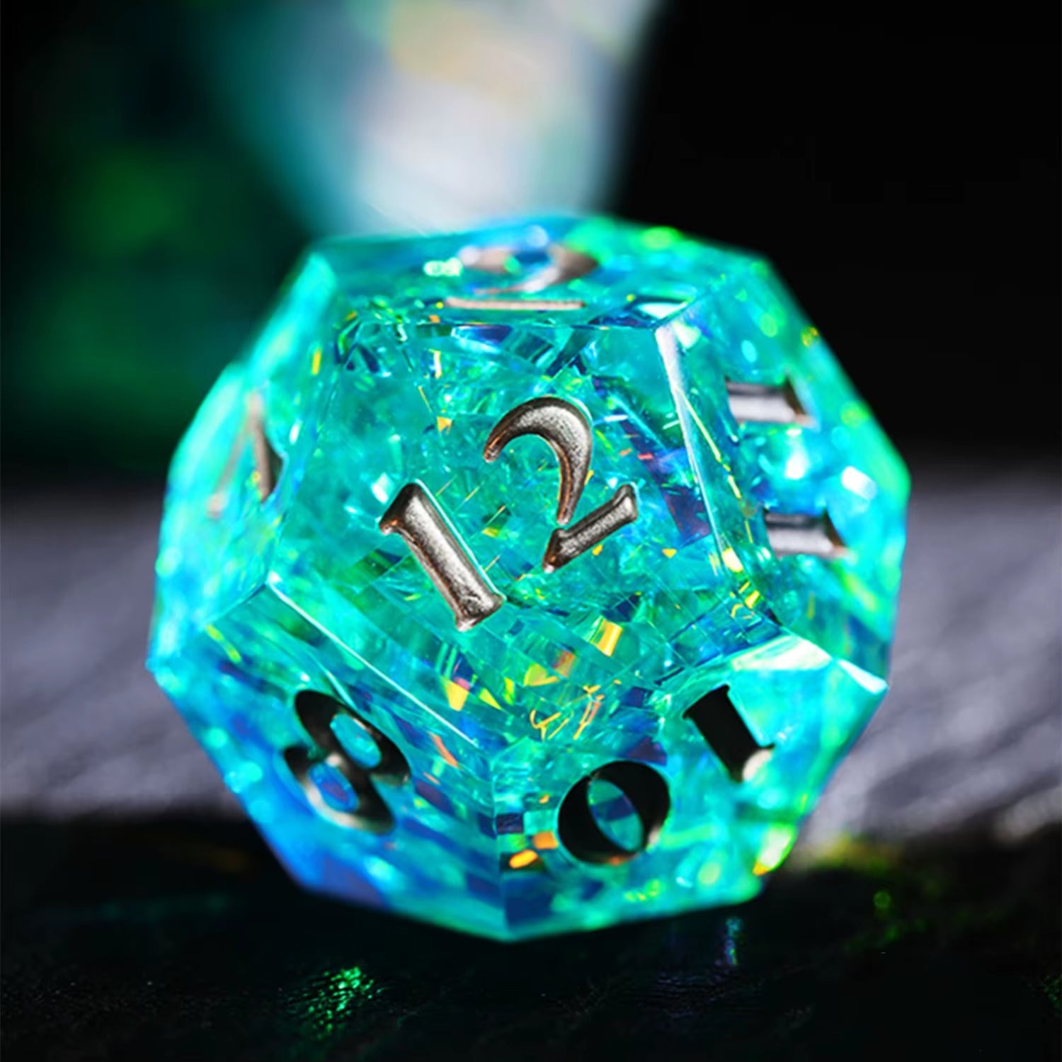Green Ice Crystal Dice Set for D&D - نرد دي اند دي