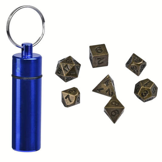 7-Piece Antique Bronze Polyhedral Metal D&D Dice Set – نرد دي اند دي معدني