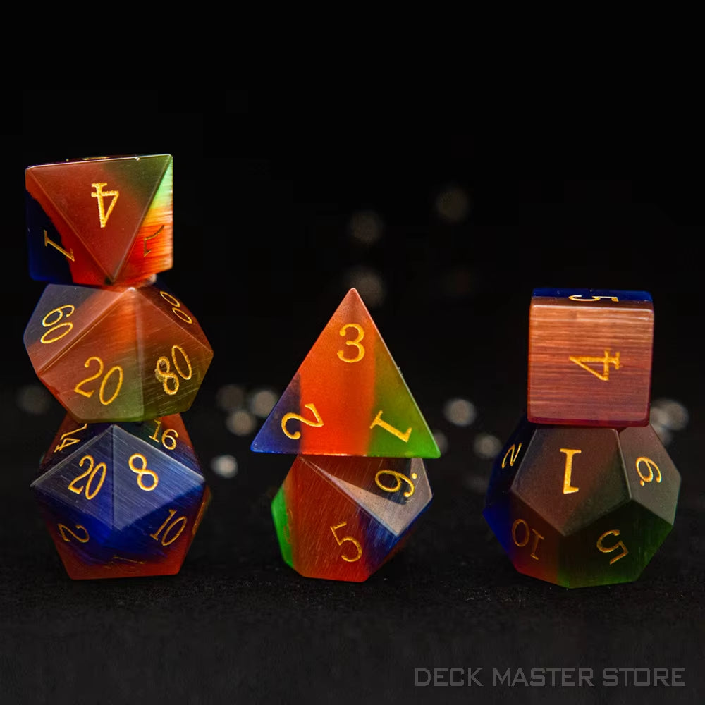 Full Set Polyhedral Dice Set Gemstone D&D Dice Set - نرد دي اند دي