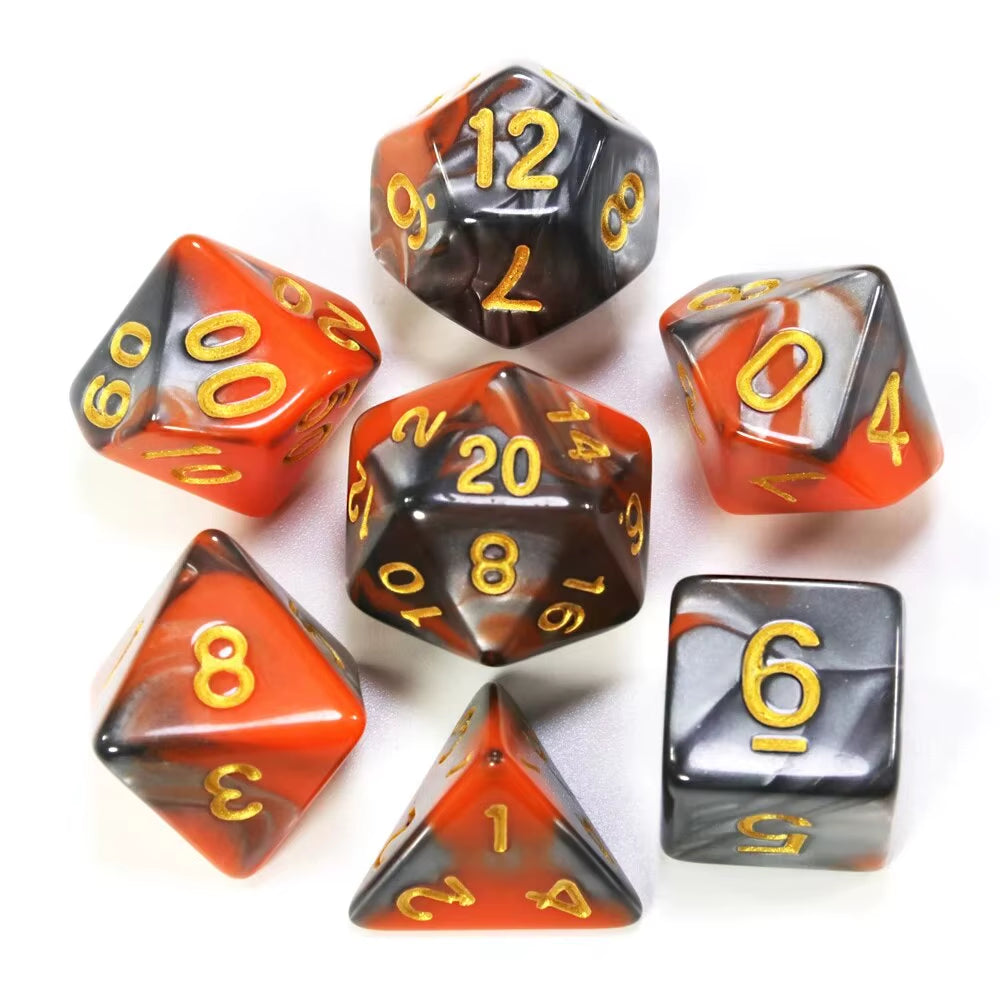 Vibrant D&D Dice Set - 9 Unique Styles with Carry Bag for RPG & TRPG Adventures - مجموعة نرد دي اند دي مع حقيبتها