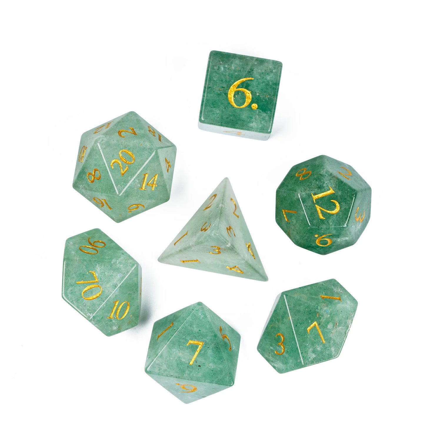Stunning Handmade Amethyst Polyhedral Dice Set - 7pcs 16mm with Elegant Leather Box for D&D and RPG Collectors