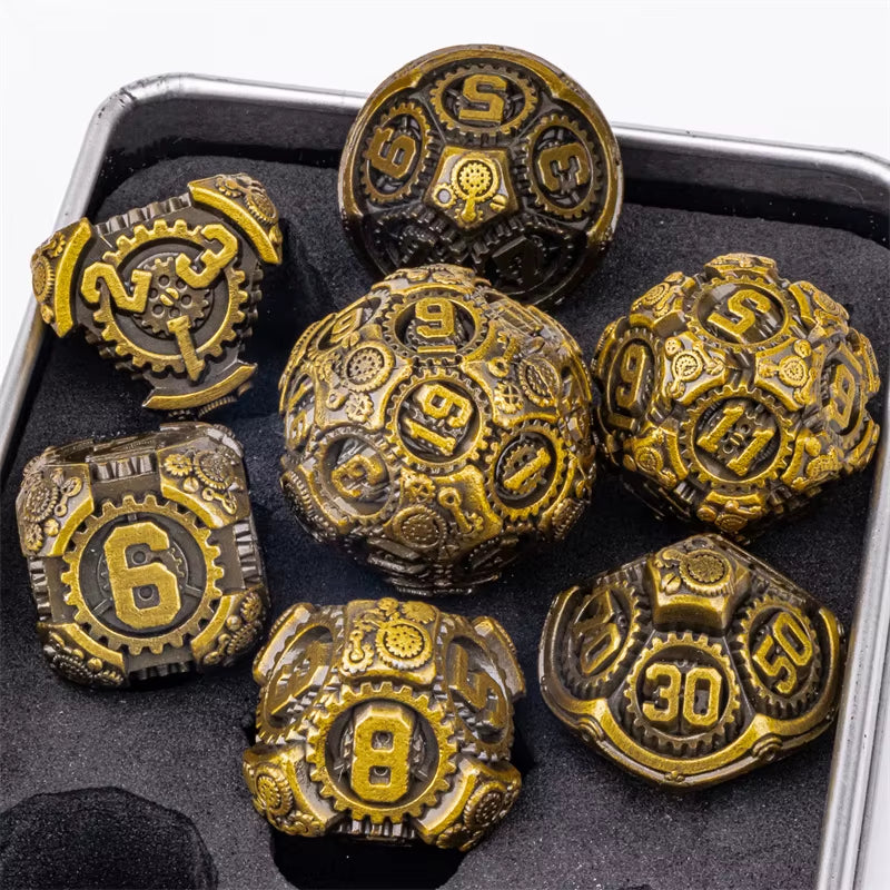 Premium 7-Piece Metal Dice Set for Dungeons and Dragons - نرد دي اند دي معدني