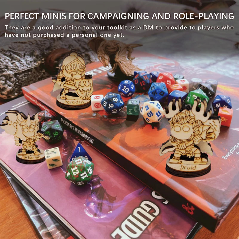 14 Adorable DND Fantasy Miniatures - 2.5D Laser Cut Wooden Character Classes in 28mm Scale