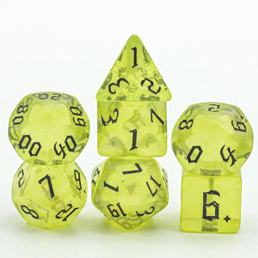Poludie 7-Piece Pink Gold Translucent Polyhedral Dice Set for D&D and RPG - Perfect for Role Playing and Board Games!